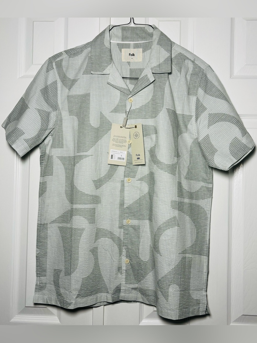 Folk x Damien Poulain Vacation Men’s Shirt Sage Abstract Jacquard - L
